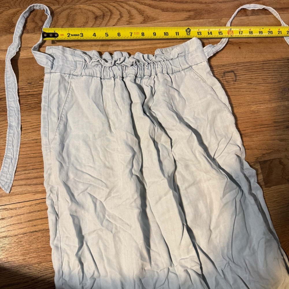 Light Blue Midi Skirt with Tie Waist - Picture 7 of 7